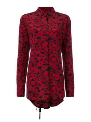 Saint Laurent: shirts - Poppy print silk twill long shirt