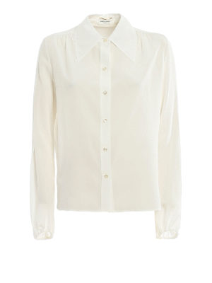 SAINT LAURENT: shirts - Puffed sleeve silk shirt