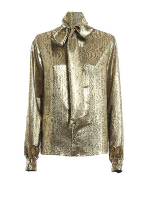 SAINT LAURENT: shirts - Silk shirt with lamé waves