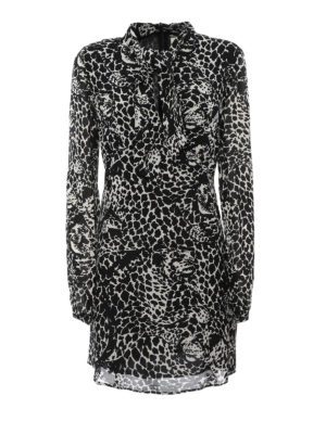 SAINT LAURENT: abiti corti - Abito lavallière con stampa teste di leopardo