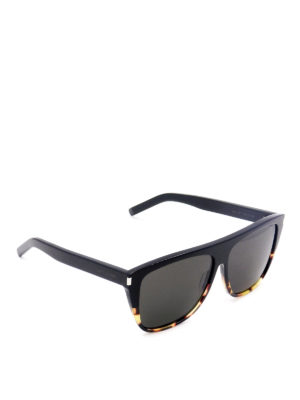 SAINT LAURENT: sunglasses - Leopard print and black wayfarer sunglasses