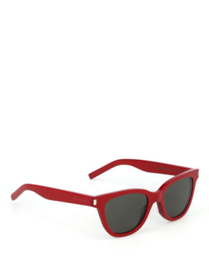 SAINT LAURENT: occhiali da sole - Occhiali da sole Small in acetato rosso