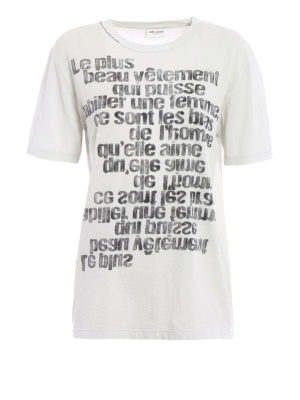 Saint Laurent: t-shirts - Faded print drilled T-shirt
