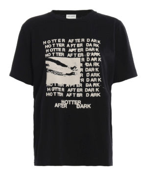 SAINT LAURENT: t-shirt - T-shirt con stampa Hotter After Dark