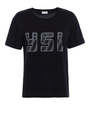 Saint Laurent: t-shirts - YSL print black Tee