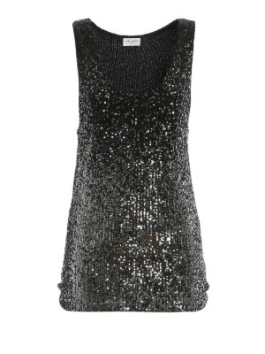 SAINT LAURENT: Tops & Tank tops - Sequined tank top