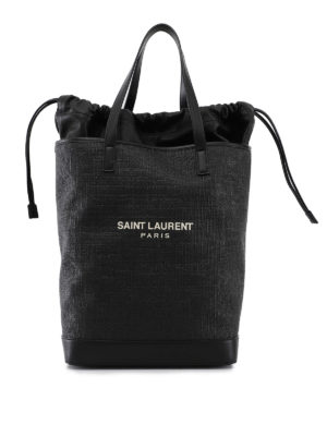 SAINT LAURENT: shopper - Borsa Teddy effetto rafia