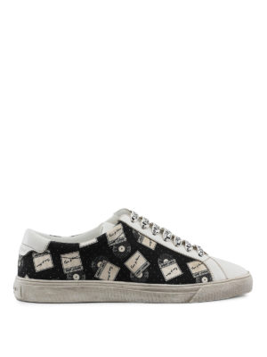SAINT LAURENT: sneakers - Sneaker in tela stampata e pelle