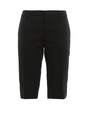 SAINT LAURENT: Trousers Shorts - Satin detail wool bermuda shorts