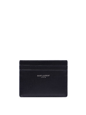 SAINT LAURENT: portafogli - Portacarte in pelle con logo