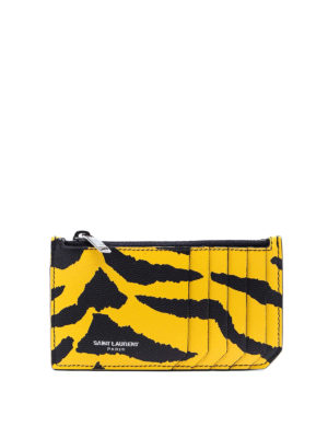 SAINT LAURENT: wallets & purses - Zebra print leather card holder
