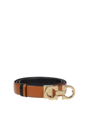 SALVATORE FERRAGAMO: belts - Gancini buckle leather belt