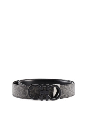 SALVATORE FERRAGAMO: cinture - Cintura con motivo Gancini