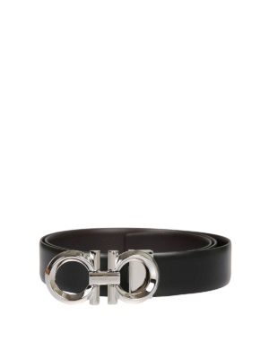 SALVATORE FERRAGAMO: cinture - Cintura in pelle reversibile Gancini