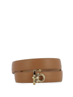 SALVATORE FERRAGAMO: Bracciali e Braccialetti - Bracciale doppio in pelle marrone