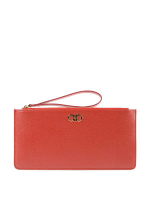 SALVATORE FERRAGAMO: custodie e cover - Bustina per trucchi in pelle rossa