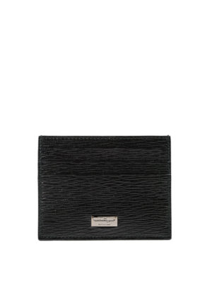 SALVATORE FERRAGAMO: custodie e cover - Portacarte nero Revival in pelle