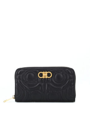 SALVATORE FERRAGAMO: pochette - Pochette portafoglio Gancini nera