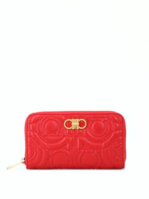 SALVATORE FERRAGAMO: pochette - Pochette portafoglio Gancini rossa