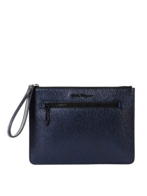 SALVATORE FERRAGAMO: pochette - Clutch Revival in pelle  metallizzata