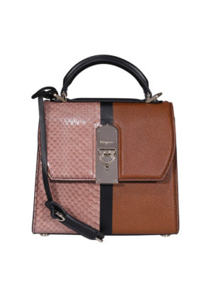 SALVATORE FERRAGAMO: cross body bags - Boxyz python print leather mini bag