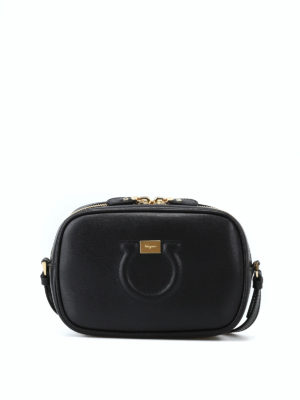 SALVATORE FERRAGAMO: borse a tracolla - Piccola tracolla City in pelle nera con logo