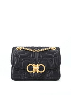 SALVATORE FERRAGAMO: borse a tracolla - Piccola tracolla nera Gancini