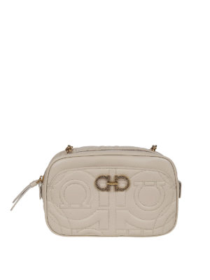 SALVATORE FERRAGAMO: borse a tracolla - Borsa a tracolla Gancini in pelle trapuntata