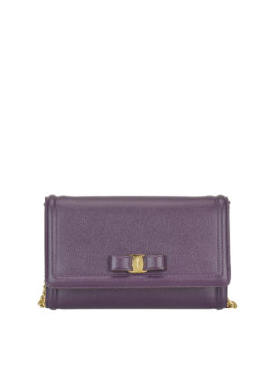 SALVATORE FERRAGAMO: borse a tracolla - Piccola borsa in pelle con fiocco Vara