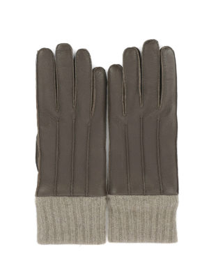 SALVATORE FERRAGAMO: guanti - Guanti in pelle con bordo a coste