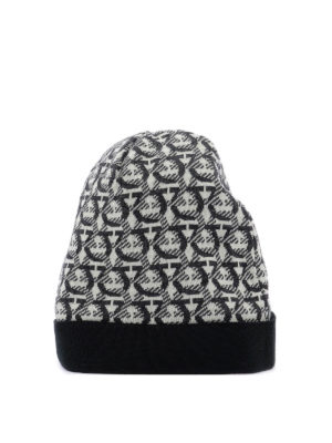SALVATORE FERRAGAMO: hats & caps - Gancini print wool beanie