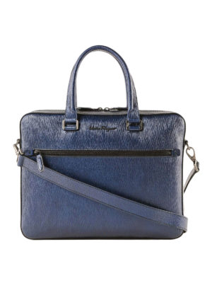 SALVATORE FERRAGAMO: Borse da viaggio - Valigetta blu navy in pelle