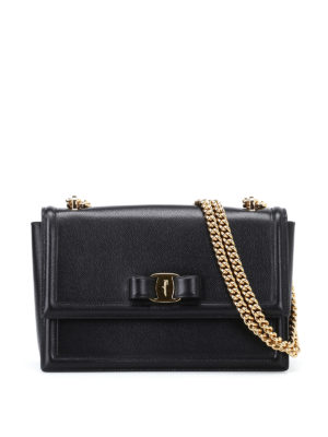 SALVATORE FERRAGAMO: borse a spalla - Borsa Ginny nera in pelle