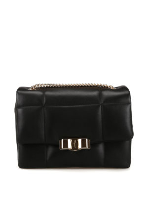 SALVATORE FERRAGAMO: borse a spalla - Borsa The Studio in nappa nera trapuntata