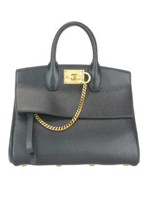 SALVATORE FERRAGAMO: totes bags - The Studio hammered leather bag