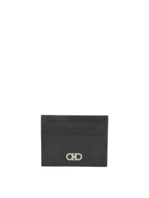 SALVATORE FERRAGAMO: portafogli - Portacarte nero e rosso in pelle