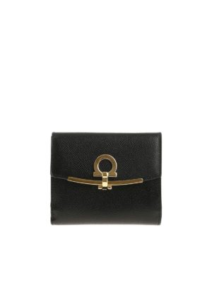 SALVATORE FERRAGAMO: wallets & purses - Black leather Gancini wallet