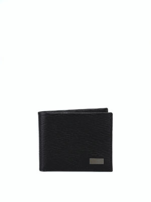 SALVATORE FERRAGAMO: portafogli - Portafoglio bi-fold pelle goffrata con placca