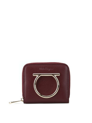 SALVATORE FERRAGAMO: portafogli - Portafoglio Gancini piccolo bordeaux