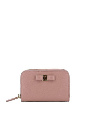 SALVATORE FERRAGAMO: portafogli - Portafoglio zip-around Vara Bow antique rose