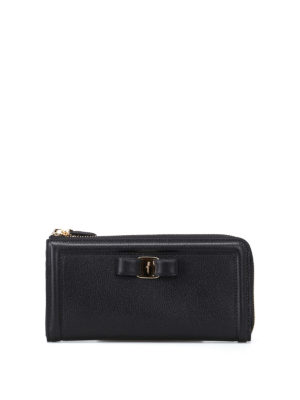 SALVATORE FERRAGAMO: portafogli - Portafoglio con zip e fiocco Vara