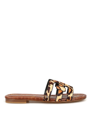 SAM EDELMAN: sandals - Bay leo print cow hair slide sandals