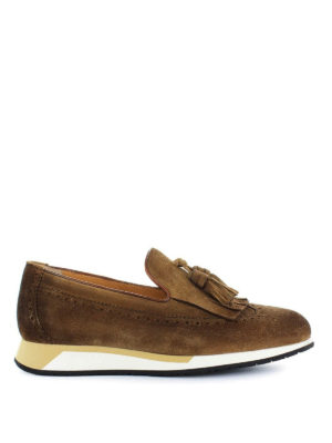 SANTONI: Mocassini e slippers - Mocassini in suede suola running