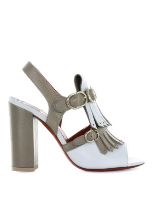 SANTONI: sandali - Sandali in pelle tortora e bianca