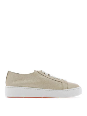 SANTONI: trainers - Hammered laminated leather sneakers