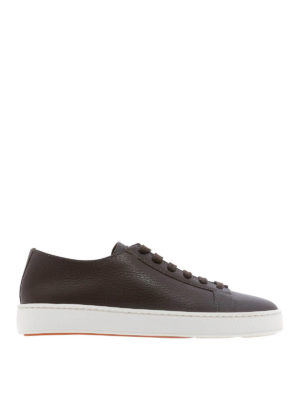 SANTONI: trainers - Hammered leather sneakers