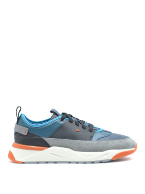 SANTONI: trainers - Multicolour leather and suede sneakers
