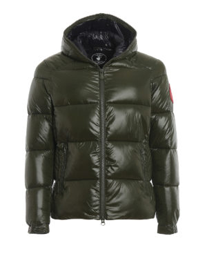 Save The Duck: padded jackets - Maxi logo patch army green puffer jacket