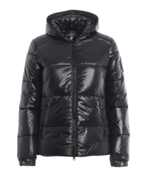 Save The Duck: padded jackets - Maxi logo patch black puffer jacket