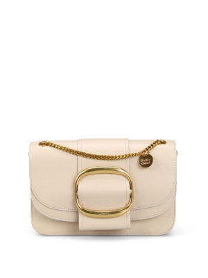 SEE BY CHLOE': borse a spalla - Borsa Hopper in pelle a grana beige chiaro